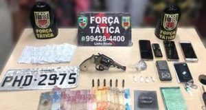 QUADRILHA É DETIDA PELA FORÇA TÁTICA COM ARMA, DROGAS E CARRO COM PLACA CLONADA