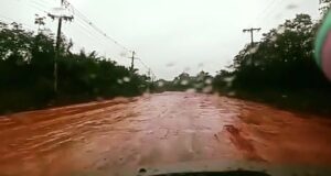 Em Iranduba, prefeito “Chico Doido” tapa-buracos de rodovia com barro