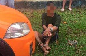 Na Zona Norte, ladrão é perseguido e amarrado por populares até a chegada da PM