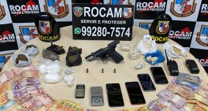 Traficante da pesada é preso pela Rocam no Armando MendesDurante vistoria, foram encontrados os materiais e o dinheiro apreendidos