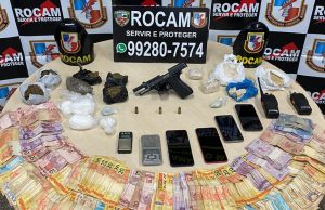 Traficante da pesada é preso pela Rocam no Armando MendesDurante vistoria, foram encontrados os materiais e o dinheiro apreendidos