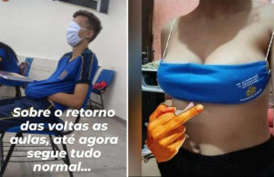 Estudantes usam máscaras para fazer memes e baderna nas escolas de ManausTudo errado