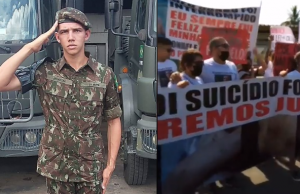 Família de jovem morto dentro do Exército pede justiça na frente do batalhão em ManausRevolta contra morte de Jhonata