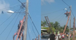 Trabalhador da Amazonas Energia sofre descarga elétrica no poste