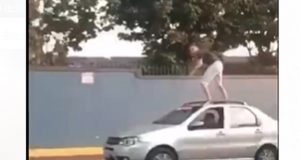PERIGO: Vídeo mostra jovem ‘surfando’ em teto de carro