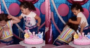 Crianças viralizam após briga pra ver quem assopra a vela primeiro em aniversárioDeu o que falar