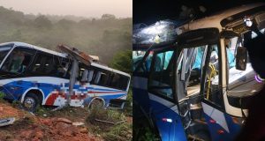 Ônibus capota, cai na ribanceira e deixa 20 feridos na AM-363Acidente