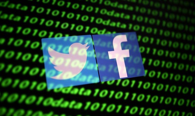 Logotipos do Twitter e Facebook