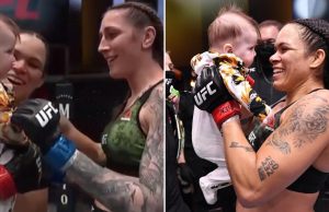 Após aniquilar adversária, Amanda Nunes leva filha para abraçar a rivalPoderosa do UFC