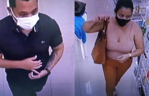 Você viu esses dois? Casal é procurado por furtar drogaria em Manaus