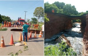 Cratera se abre na BR-319 e deixa pista intransitável; veja o vídeoPerigo!