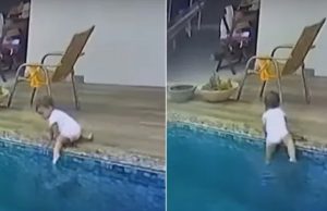 SUSTO: Bebê de 1 ano entra na piscina sozinha e é salva pelo pai; veja