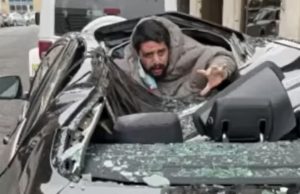 Vídeo: Homem despenca do 9º andar em cima de BMW e escapa da morteCenas fortes