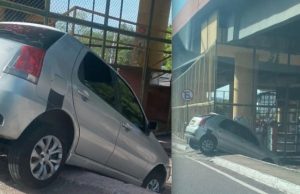 Motorista tenta deixar o carro em estacionamento irregular e acaba ‘entalado’ em ManausInfração e prejuízo