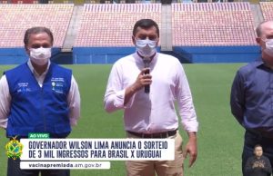 Wilson Lima anuncia sorteio de 3 mil ingressos para Brasil e UruguaiSerão 600 ingressos sorteados por dia