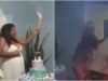 SUSTO – Vestido de grávida pega fogo durante chá revelação