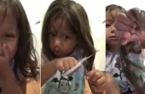 Vídeo hilário: menina é flagrada pela mãe enquanto cortava os cabelos sozinhaA pequena Eva foi diagnosticada com leucemia quando tinha apenas 8 meses de idade e ainda está em tratamento contra a doença