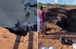 VÍDEO – Turista cai de falésia de 40 metros ao passear de quadriciclo em praia