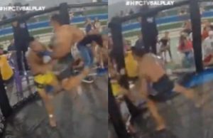 Vídeo: ‘Galo’ recebe ‘joelhada voadora’ e voa para fora do cage em combate