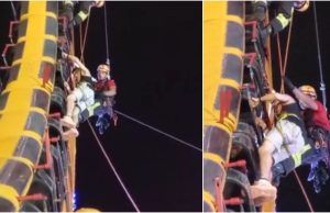 Vídeo: montanha-russa do Mirage Park trava e 15 visitantes são resgatados pelos bombeirosNas alturas