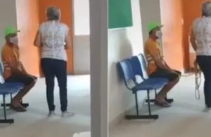 Vídeo inusitado: esposa amarra marido negacionista e o leva para tomar vacina da CovidNA MARRA!