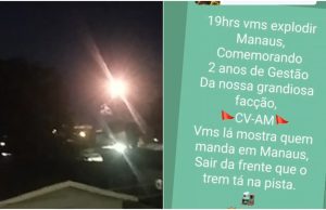 Às 19h em ponto, céu de Manaus foi bombardeado por fogos de artifício a mando do CV