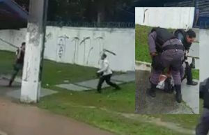 Enquanto isso em Manaus, idoso surta e parte pra cima de PMs com terçado; veja o vídeo