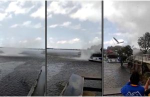 Vídeos flagram tromba d’água destruindo cidade de Nhamundá no AMA força do fenômeno visto pela primeira vez em Nhamundá assustou os moradores