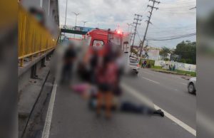 Acidente grave deixa três pessoas feridas na Avenida Torquato Tapajós