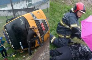 Veja: ônibus “amarelinho” perde o controle, vira e deixa feridos em ManausOutra vez
