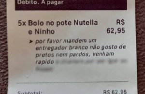 “Mandem entregador branco. Não gosto de pretos”, pede cliente em APP de comida