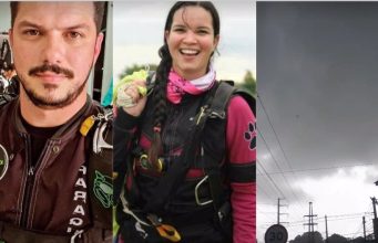 Vídeo registra momento que paraquedistas saltaram na chuva em Manaus