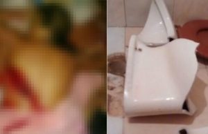 Mulher morre cortada ao meio após subir em vaso sanitário e ele quebrar
