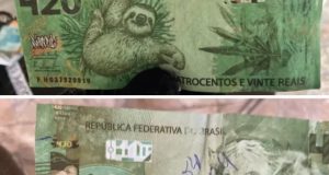 PF apreende nota de R$ 420 com desenhos de maconha e bicho-preguiça