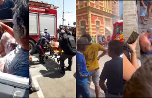 Incêndio atinge loteria do Mercado Adolpho Lisboa; vítimas são levadas para o hospital às pressas