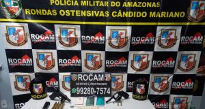 Polícia Militar detém três homens por assalto, na zona sulOs acusados portavam duas armas de fogo