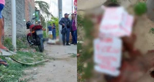 Homem é executado a tiros e facção criminosa deixa ‘aviso’ em ManausOs criminosos deixaram um bilhete escrito em papelão. Homem é executado a tiros e facção criminosa deixa ‘aviso’ em Manaus