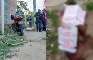 Homem é executado a tiros e facção criminosa deixa ‘aviso’ em ManausOs criminosos deixaram um bilhete escrito em papelão. Homem é executado a tiros e facção criminosa deixa ‘aviso’ em Manaus