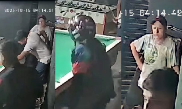 Mulher pega marido sumido jogando sinuca em bar e vira mesa