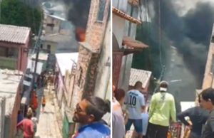 Em Manaus, incêndio destrói quatro casas no bairro PetrópolisImagens mostram residências consumidas pelas chamas. Em Manaus, incêndio destrói quatro casas no bairro Petrópolis