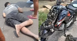Motociclista fica ferido em acidente no cruzamento de Maués Motociclista fica ferido em acidente no cruzamento de Maués