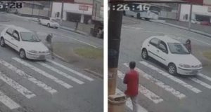 Vídeo: mulher escapa de atropelamento, mas é agredida por motorista Vídeo: mulher escapa de atropelamento, mas é agredida por motorista