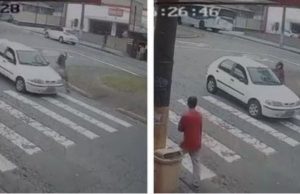 Vídeo: mulher escapa de atropelamento, mas é agredida por motorista Vídeo: mulher escapa de atropelamento, mas é agredida por motorista