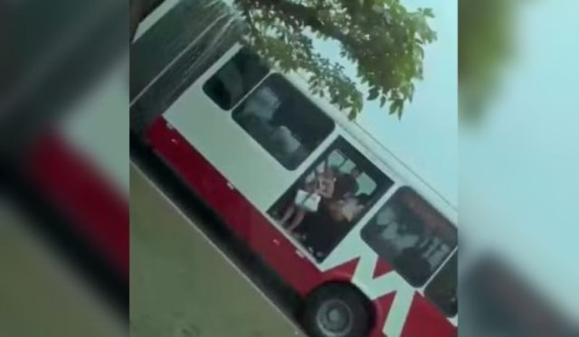 Passageiros pulam de ônibus em movimento para fugir de assalto em Manaus Passageiros pulam de ônibus em movimento para fugir de assalto em Manaus