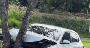Em Manaus, motorista perde o controle e bate carro em árvore na Avenida Brasil Em Manaus, motorista perde o controle e bate carro em árvore na Avenida Brasil