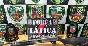 Polícia encerra reunião de traficantes em Rio Preto da Eva e apreende armas de grosso calibre Polícia encerra reunião de traficantes em Rio Preto da Eva e apreende armas de grosso calibre