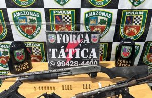 Polícia encerra reunião de traficantes em Rio Preto da Eva e apreende armas de grosso calibre Polícia encerra reunião de traficantes em Rio Preto da Eva e apreende armas de grosso calibre