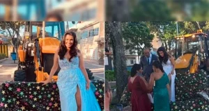 Vídeo: noiva chega de retroescavadeira ao casamento para homenagear pai e irmão Vídeo: noiva chega de retroescavadeira ao casamento para homenagear pai e irmão