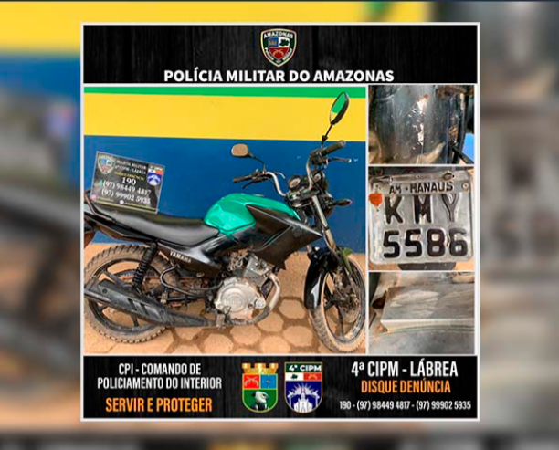 Motociclista preso em Lábrea por pilotar veículo roubado e adulterado