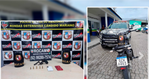 Trio é preso pela Rocam por roubo e porte ilegal de arma em Manaus Trio é preso pela Rocam por roubo e porte ilegal de arma em Manaus